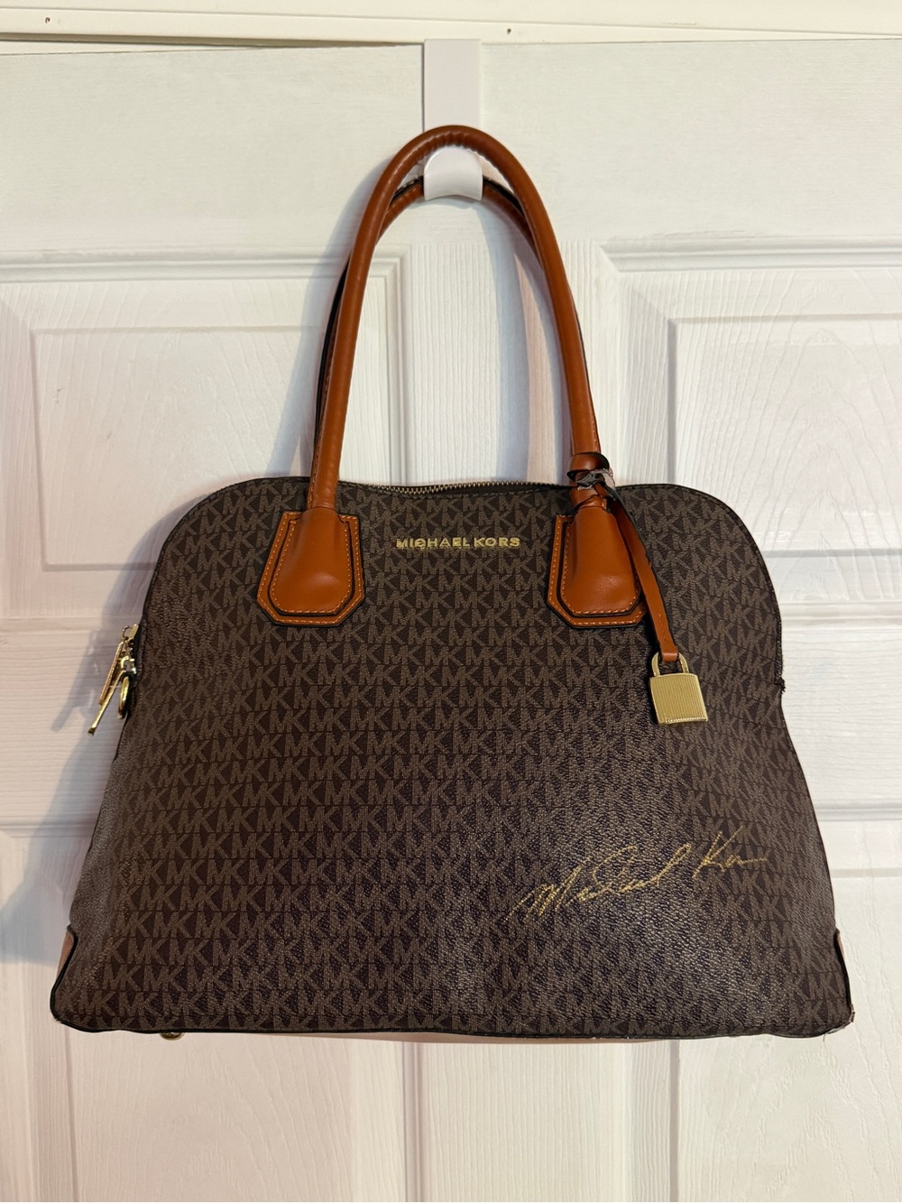 Michael Kors Brown Signature Dome Satchel